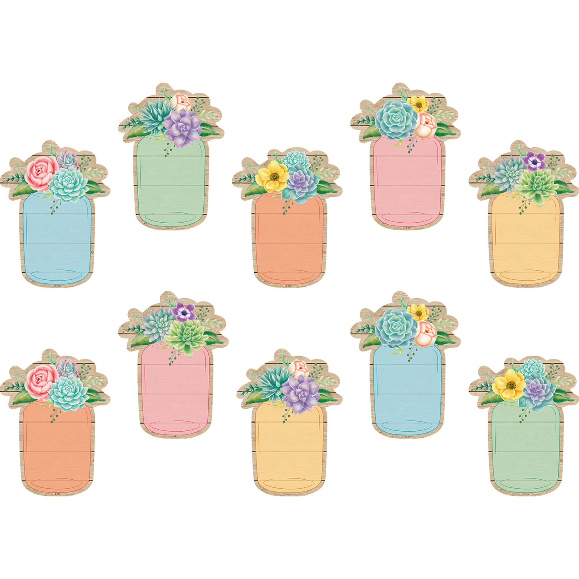 Teacher Created Resources Rustic Bloom Mason Jars Accents, 3 Packs of 30